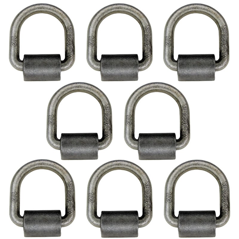 WorldPac (Pack of 8) 1/2-inch, 4,000lbs Working Load Limit Capacity Weld-on Flip D-Ring Anchor with Welding Clip - Image 1